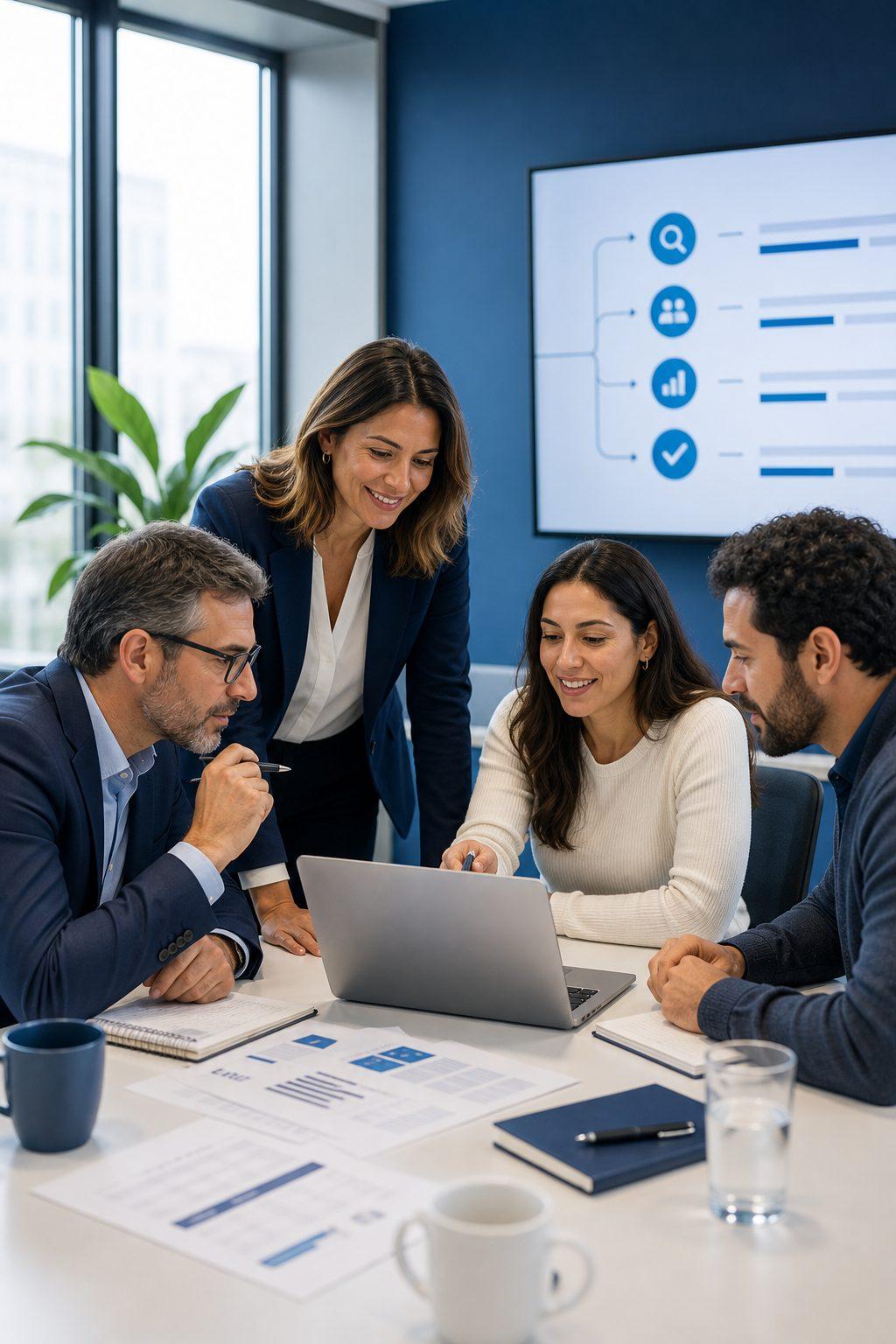 Equipo profesional en una sesion de capacitacion